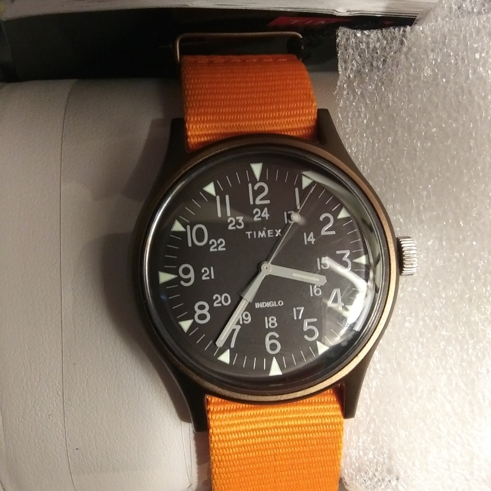 Timex & J. Crew MK1 Orange Band Men’s Watch NEW IN THE BOX